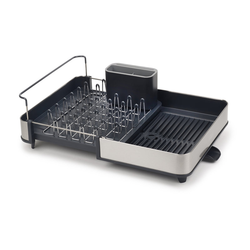 Stainless Steel Expandable Dish Rack with Utensil Cup