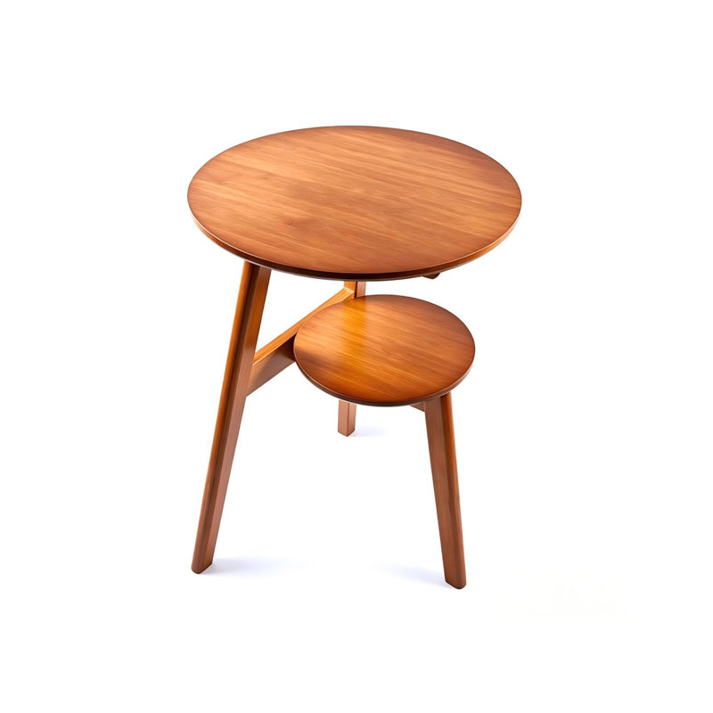 Solid wood double-layer round side table
