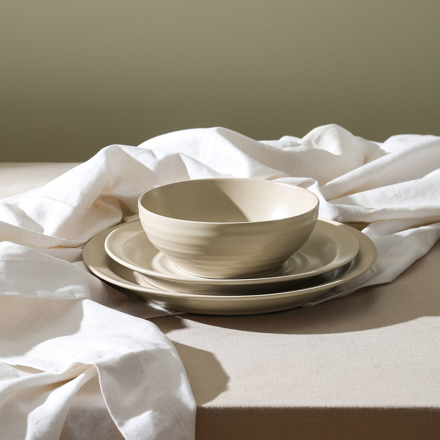 Stone Lain Orbit 4-Piece Dinner Plate Set Stoneware, Beige