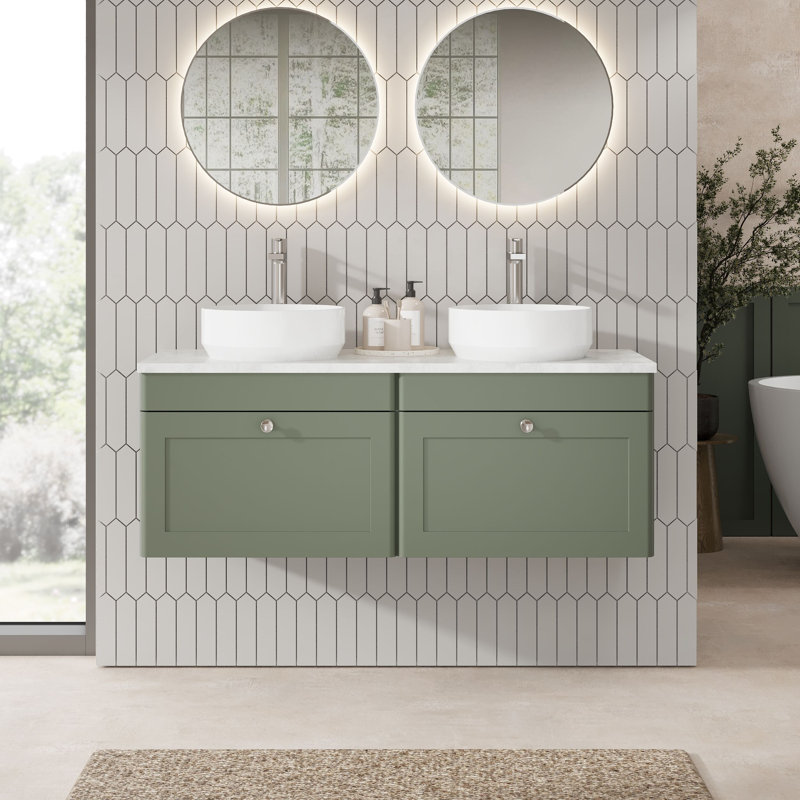 Classique Bathroom Vanity, Satin Green, 121cm W