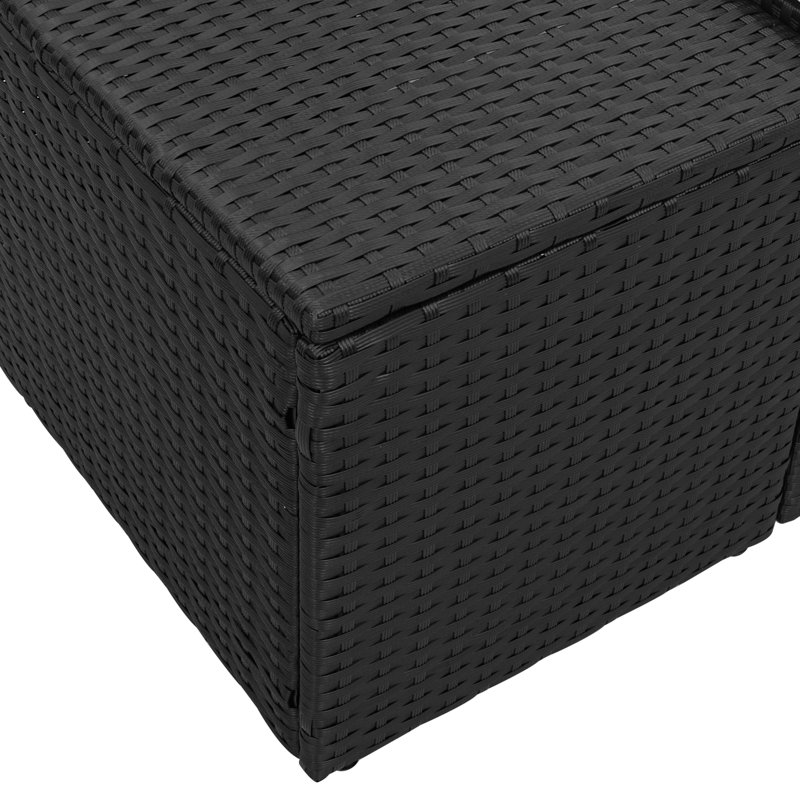  Canapé de jardin 2 places avec coussins en rotin de polyester noir