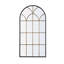 Miroir arqué pleine longueur 34 po x 65,5 po avec motif de vitre noir et doré-2135928374