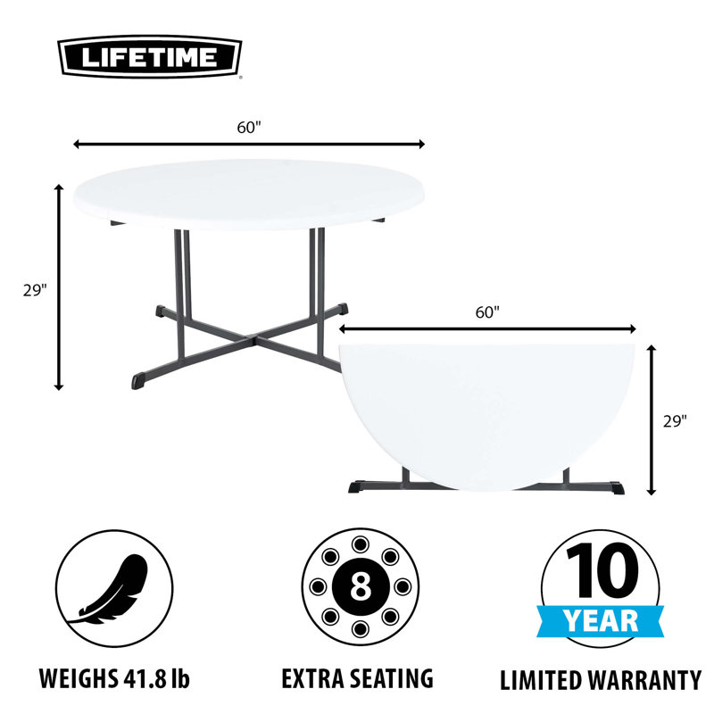 White Granite 60-Inch Round Folding Utility Table