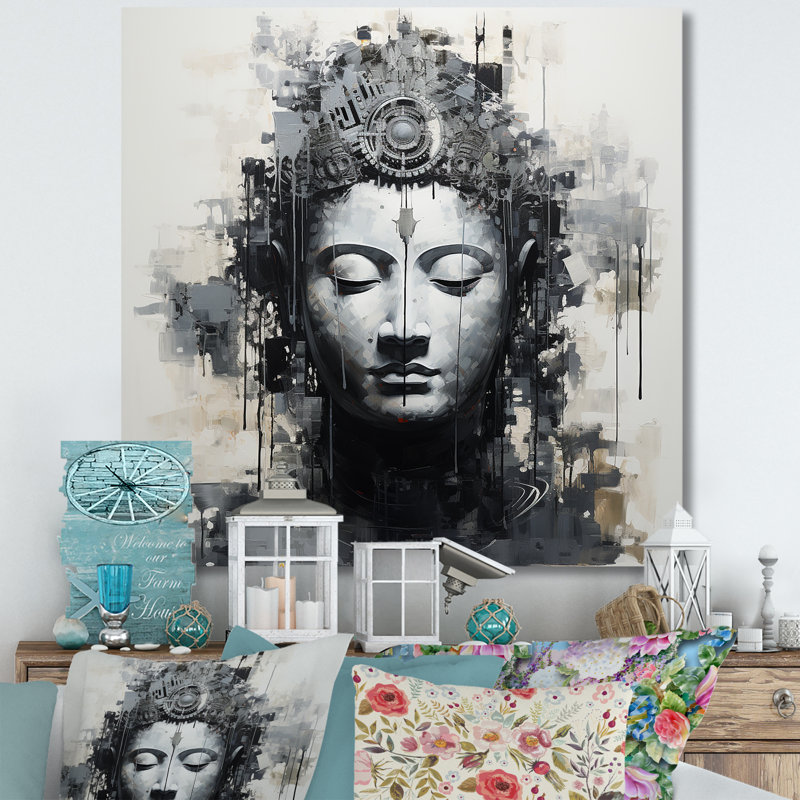 Statue du Saint Bouddhisme III sur toile, Toile tendue, H 24 po x l 24 po x P 1 po