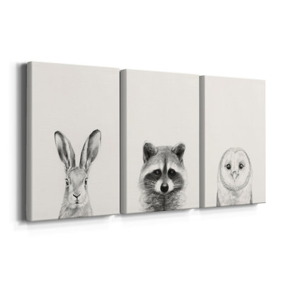 Tasse d'animaux I - Toile tendue avec châssis sur mesure - 3 pièces