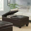 Soft Upholstered Leather Storage Ottoman with Dual Opening Top and Legs