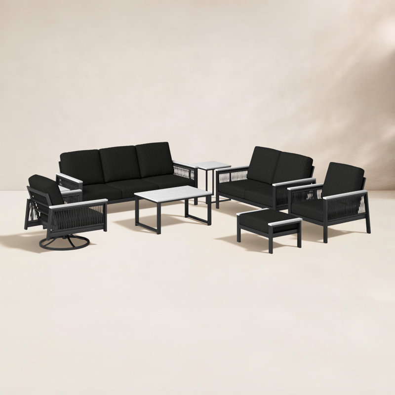 Ensemble de conversation avec coussins Sunbrella Townsend, Toile Sunbrella® noir