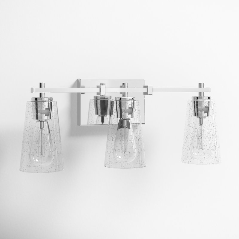 Noland 3 Light Transparent Dimmable Vanity Light, Chrome