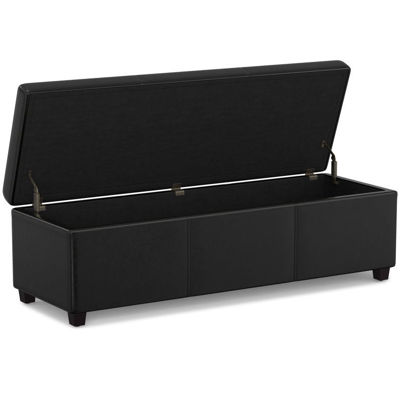 Banc de rangement avec repose-pieds avec rangement caché Avalon, Noir