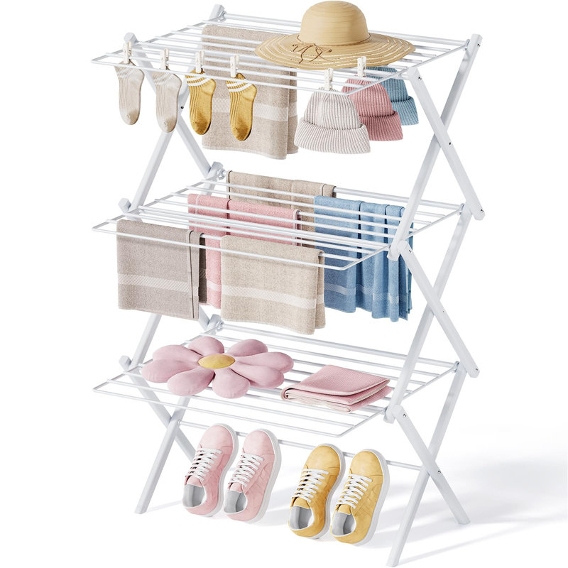 Metal Foldable Freestanding Drying Rack, White
