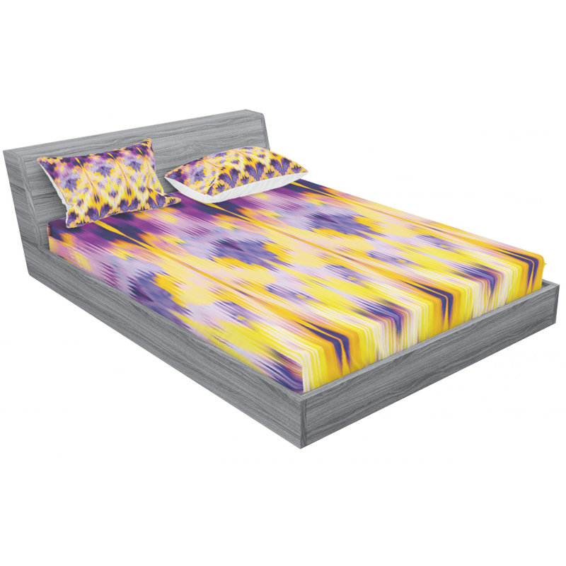Microfiber Ikat Sheet Set, Queen Sheet Set with Fitted Sheet