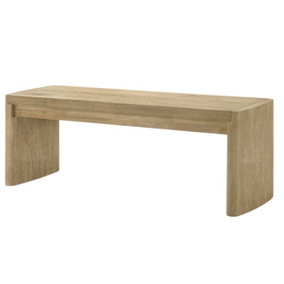 Contemporary Scandinavian Style 51 Inch Brown Wood Bench With Oak Veneer For Dining Room, Panel Legs, Rectangular Top, Comfortable Seating Two Inspired Two, Crafted Rubberwood And