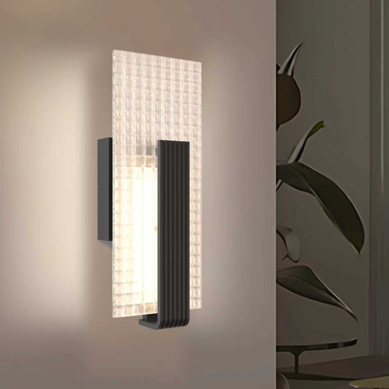 Applique murale noire à DEL, lumière à intensité variable 3000K avec verre givré