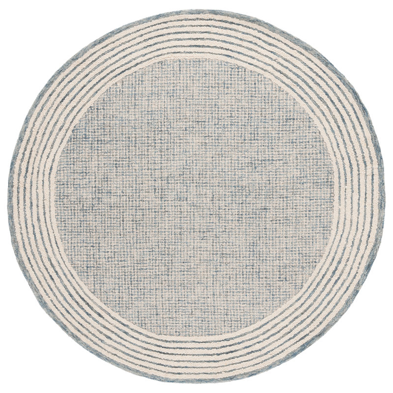 Kevionna Ebony Hand Tufted Wool And Cotton Bordered Rug, Round 4'