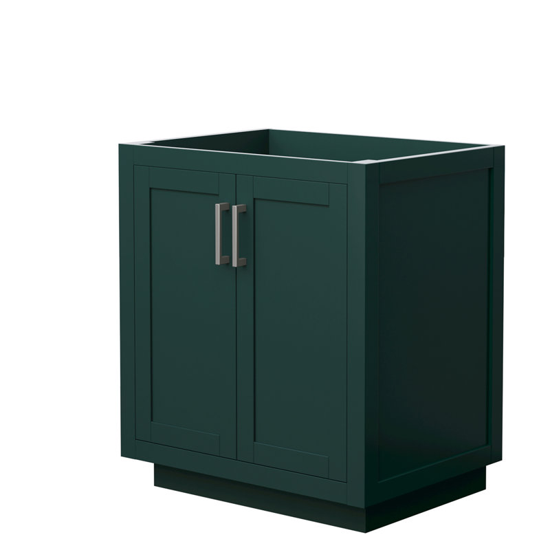 Base de meuble-lavabo simple autoportante 29,25 po Miranda seulement, Vert / nickel brossé