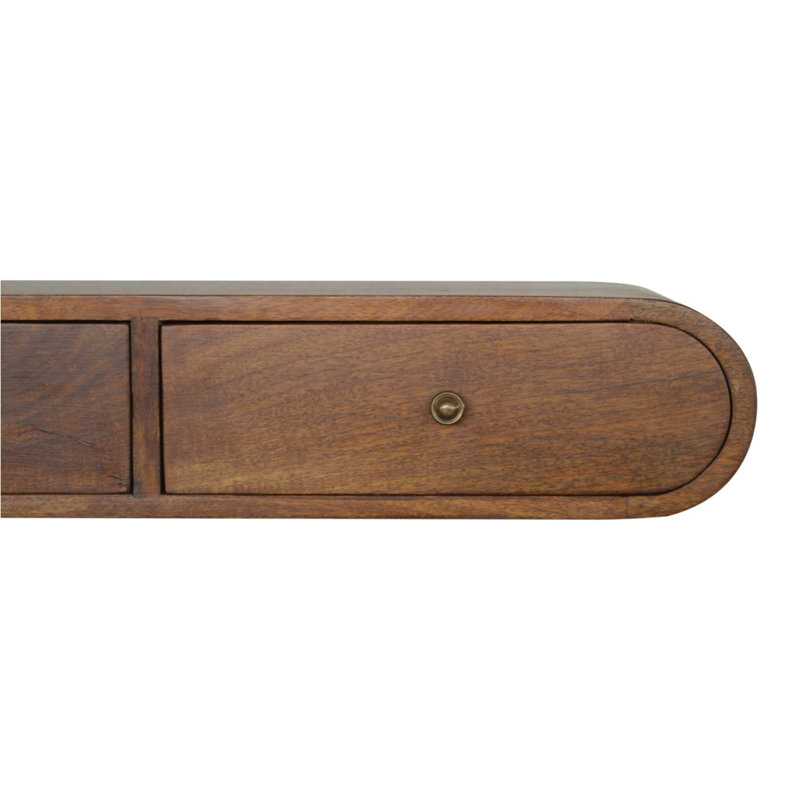 Floating Chestnut London Console, 2-Drawers, Shiny Knobs