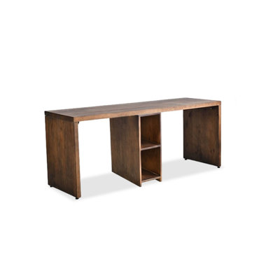 Bureau rectangulaire en bois massif brun foncé