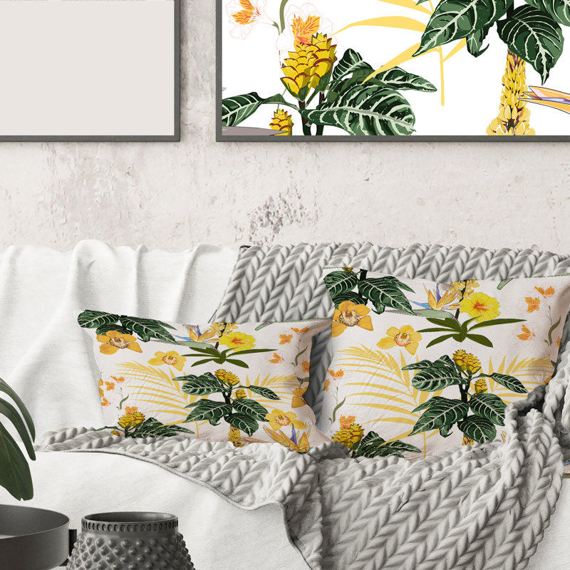 Floral Throw Pillow, 16" x 16"