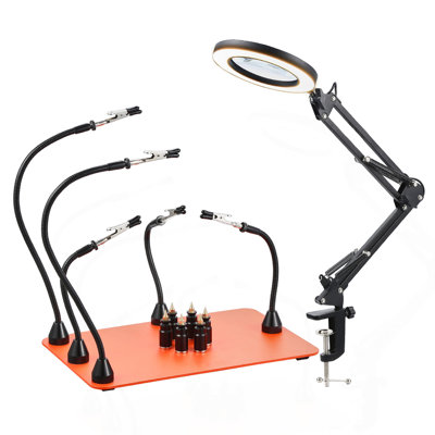 Magnetic Helping Hands Soldering Station 3X LED Magnifying Lamp 5 Arms