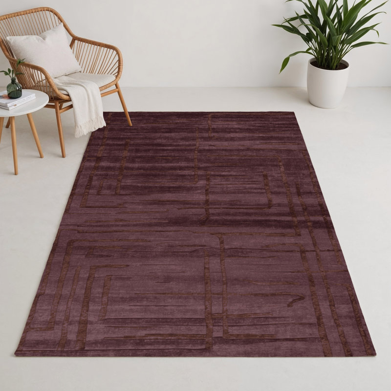 Abstract Brown Indoor and Outdoor Area Rug, Rectangle 3' x 5'