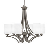 Lustre suspendu 6 lumières Zilo avec verre de marbre blanc 4 po Zilo