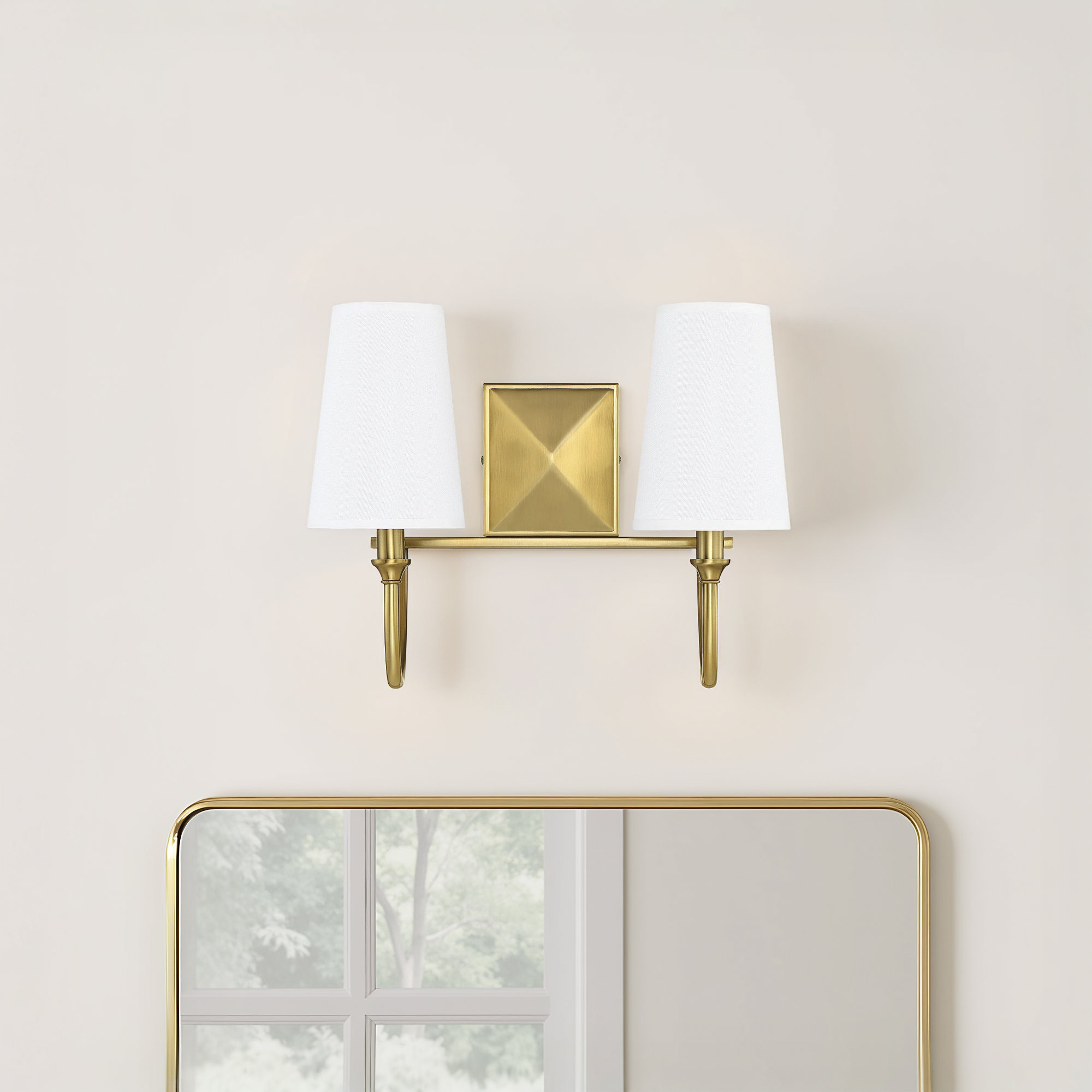 Alata 2-Light Dimmable Vanity Light, Warm Brass