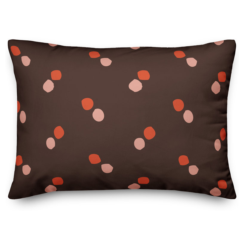 Coussin lombaire à pois, Brun / Orange