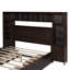 Grand lit en bois avec armoire tout-en-un, tablette et prises, espresso