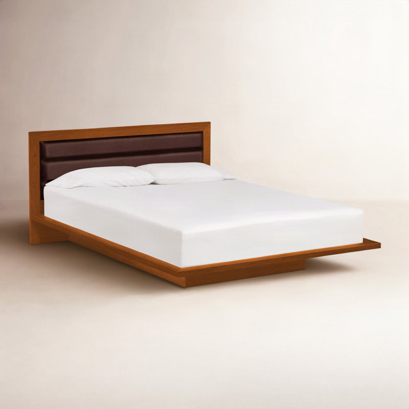 Moduluxe Solid Wood and Upholstered Platform Bed, California King, Coffee, Autumn Cherry