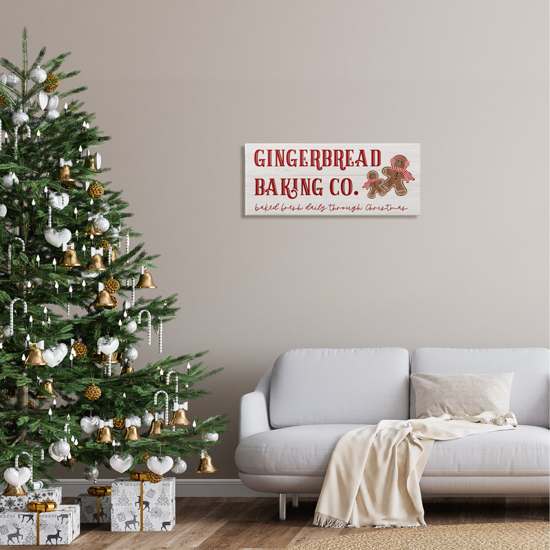Aw-011-Toile, pain d'épice, cuisson de Noël sur toile par Natalie Carpentieri, H 13 po x l 30 po x P 1,5 po