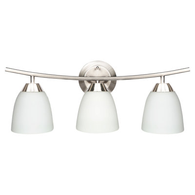 3-Light Vanity Light, 22-Inch Wall Sconce Lighting with White Glass Shade, Modern Bathroom Light Fixture for Mirror, Bathroom, Hotel