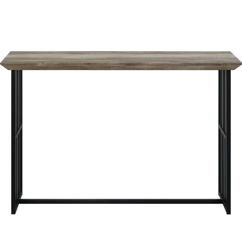 Élégante table de décoration intérieure, chêne antique et noir, métal et bois composite, structure en bois stable de finition noire de surface de maison de 50 mm d'épaisseur, plateau enchanteur