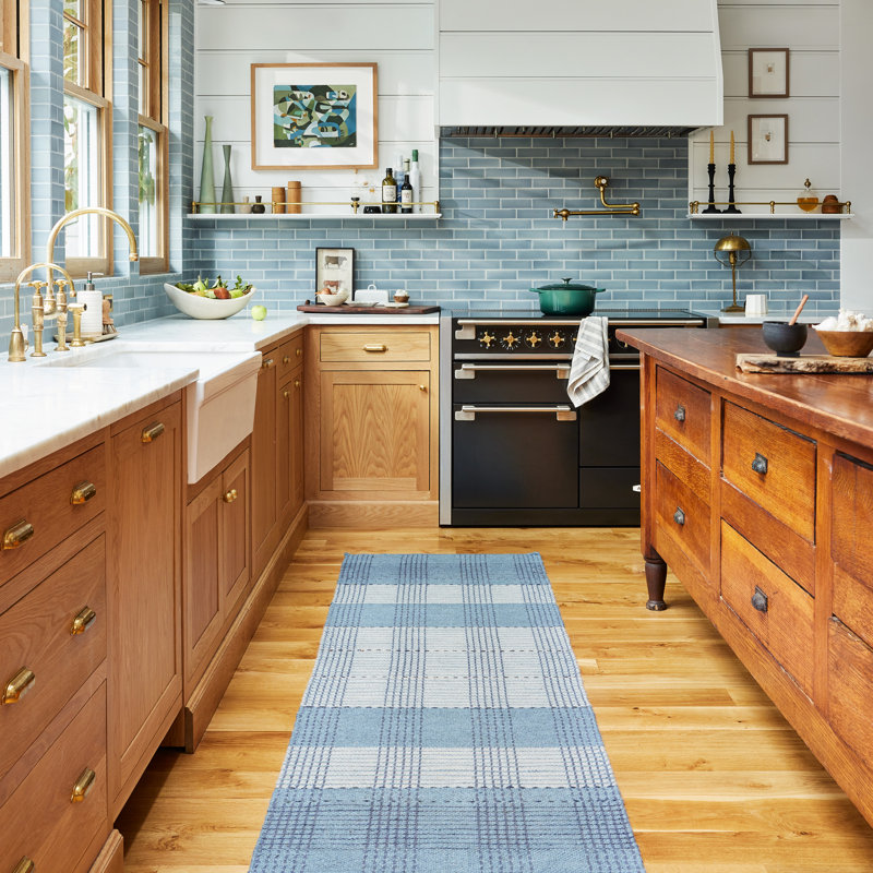 Tapis en laine à carreaux Oregon, Tapis de couloir 2 pi 6 po x 8 pi