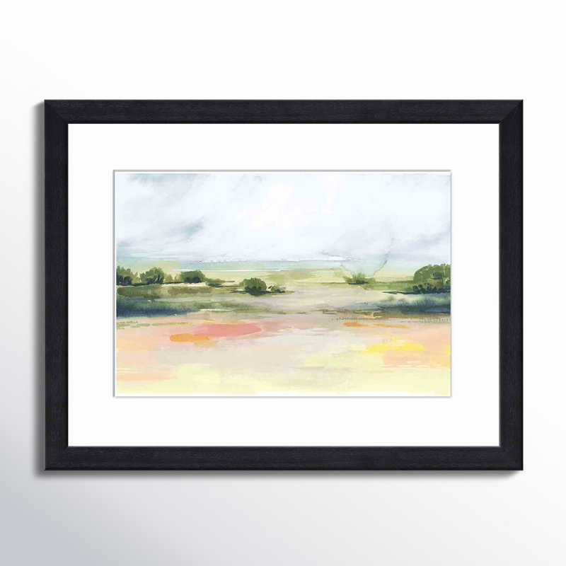 «Sunlit Marsh I» par Grace Popp - peinture encadrée, Noir, H 30 po x l 30 po