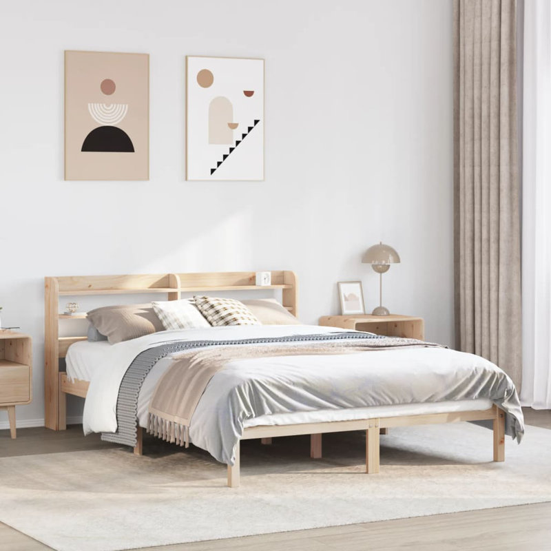 Peters Solid Wood Bed, Brown, 135cm x 190cm