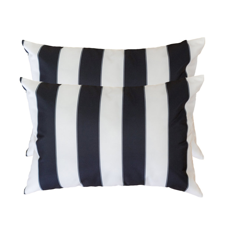 Josephine Striped Outdoor Reversible Throw Pillow, Black