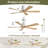 52" Modern 5-blade Without Light Ceiling Fan With Remote Control And Timing Function-766085904