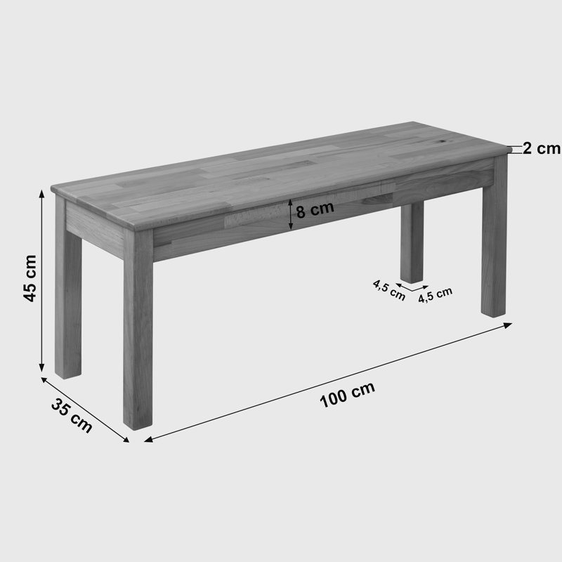 Upholstered Bench, Oak