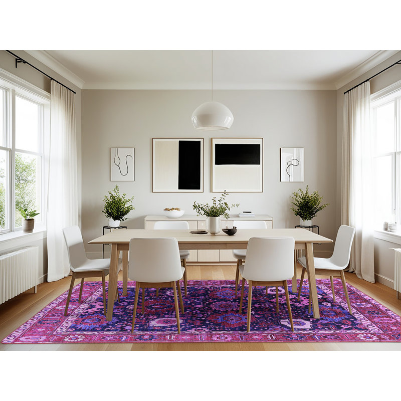 Tapis mauve Mid-Century 1797, Rectangle 7 pi x 10 pi