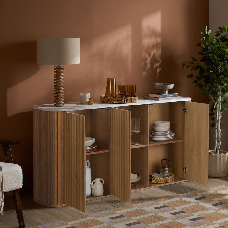 RUSSO 3 DOOR SIDEBOARD, Oak Wood