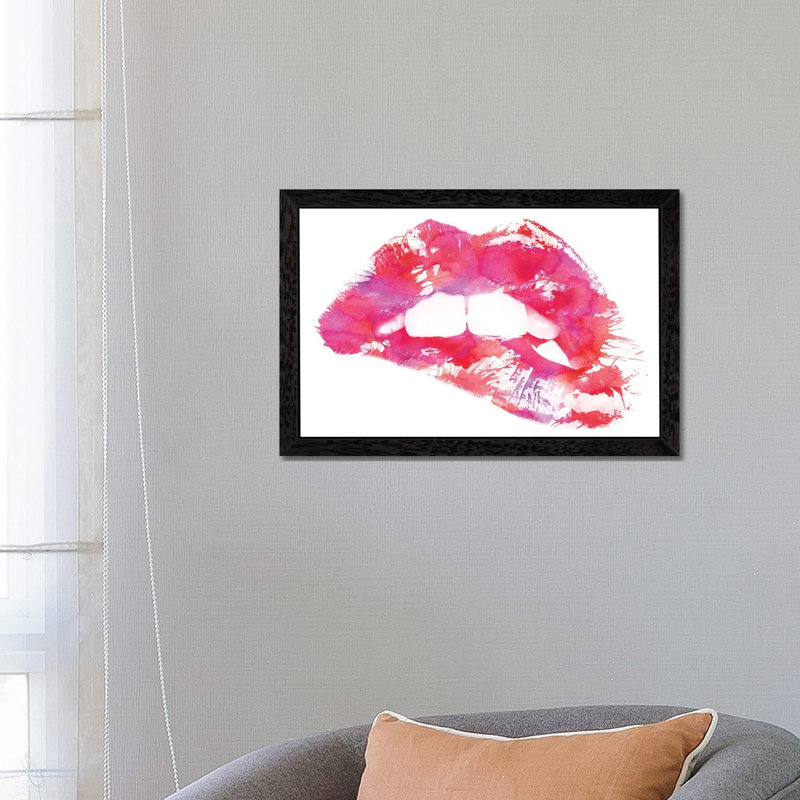 Lippss by Andreas Lie - 1 Piece Wall Art on Canvas, 66.04 cm H x 45.72 cm W, Black Floater Framed