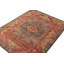 Distressed Homage Hand Knotted Wool Geometric Area Rug in Blue, Red, Gold, Brown, Pink-1821863745