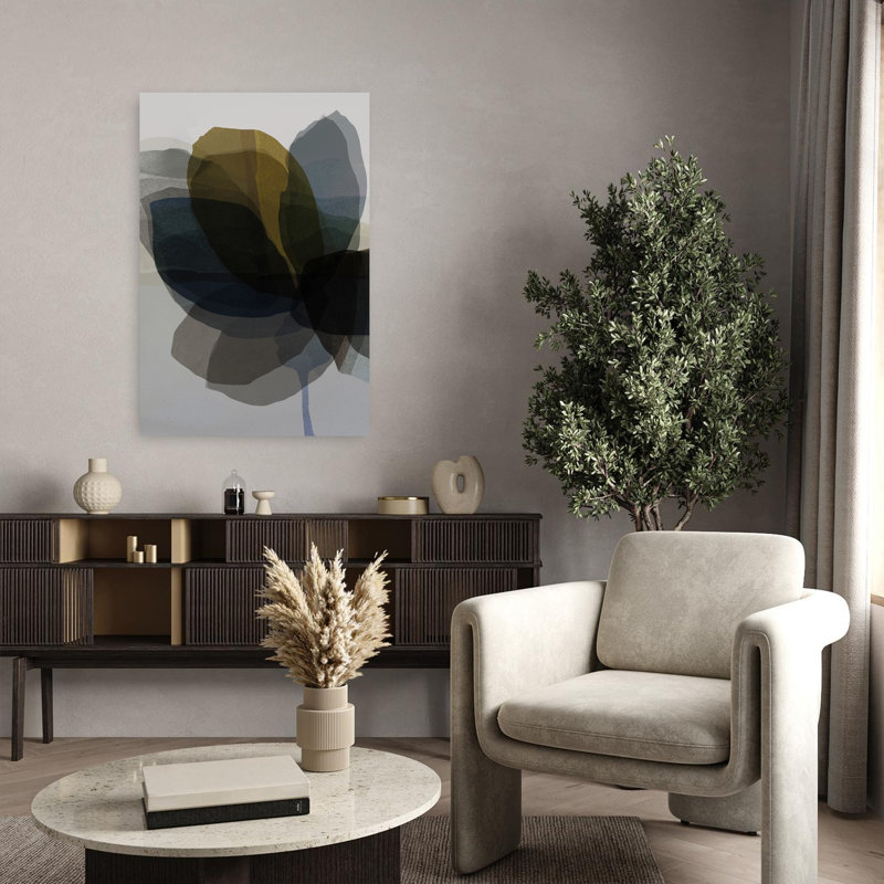 Abstrait floral discret abstrait contemporain, impression murale fleur élégante, H 36 po x l 24 po