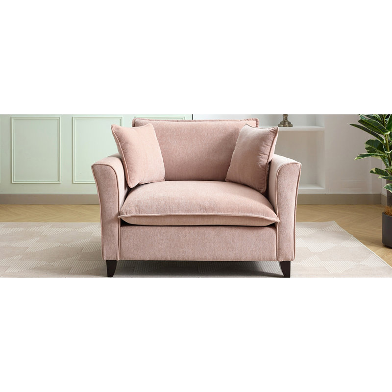 Fauteuil surdimensionné 46,3 po, tissu chenille, Rose
