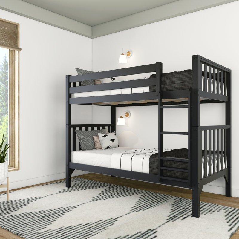 Brubaker Kids Twin Over Twin Bunk Bed, Black