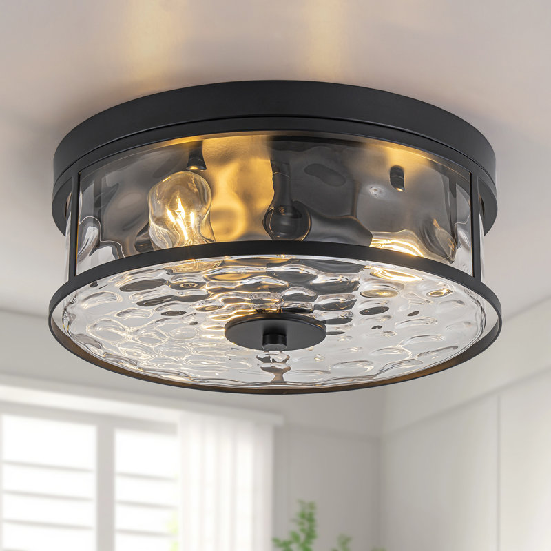 Plafonnier encastré 3 lumières en verre martelé transparent