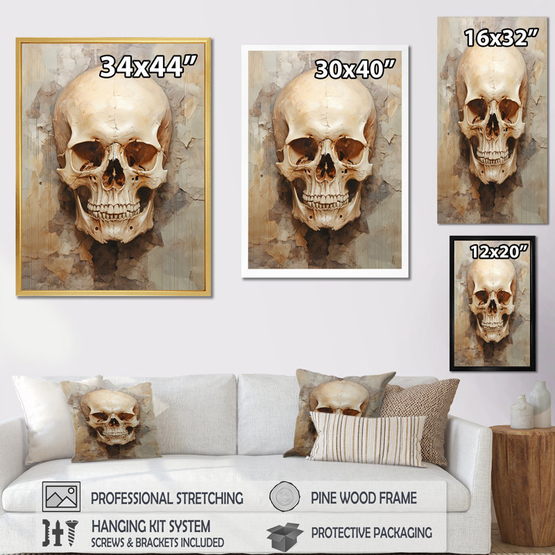 Crânes résonnants V - décoration murale crâne, Toile tendue, H 32 po x l 16 po x P 1 po