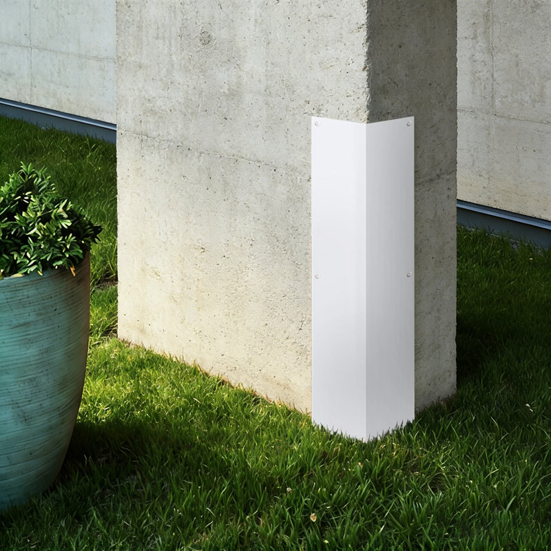 2 Pcs Aluminum Exterior Corner Guards for Vinyl Siding, L-Shaped Corner Protectors with Installation Hardware, White Outdoor Wall Trim for Landscaping and Mowing Safety