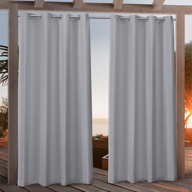 Nicole Miller Polyester Indoor/Outdoor Grommet Top Curtain Panel Pair (Set of 2), 54" W x 84" L, Light Gray