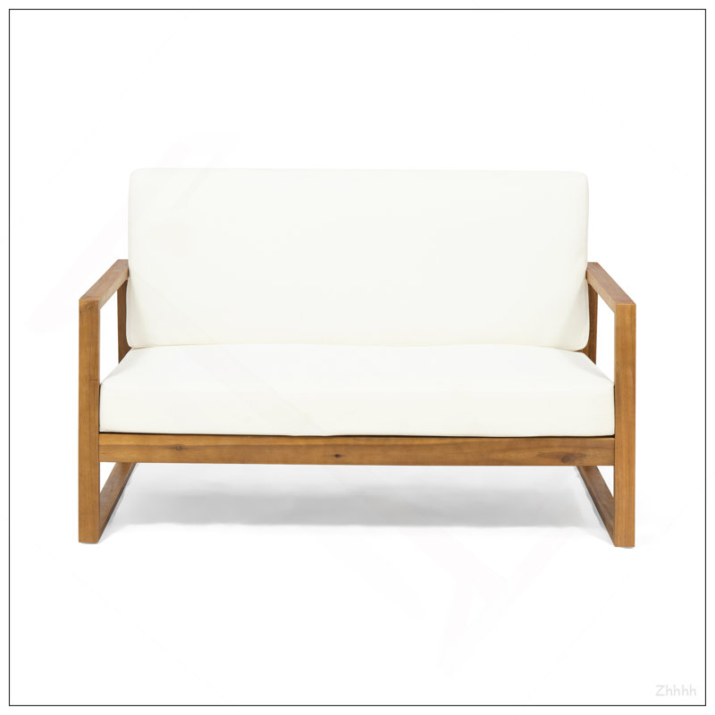 TABLE D'AMOUR ET CAFÉ BELGE, Coussin beige / structure en teck